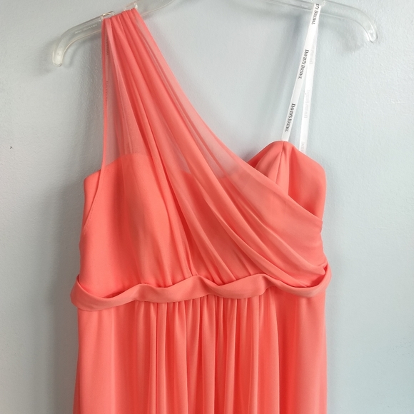 David's Bridal Peachy Pink One Shoulder Dress - Picture 5 of 5